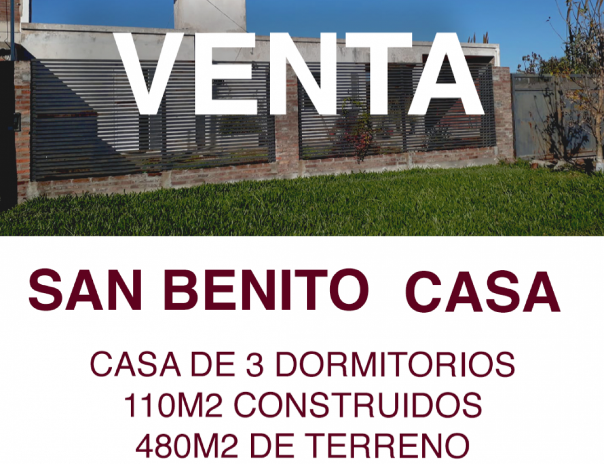 SE VENDE CASA DE TRES DORMITORIOS EN SAN BENITO APTA CREDITO