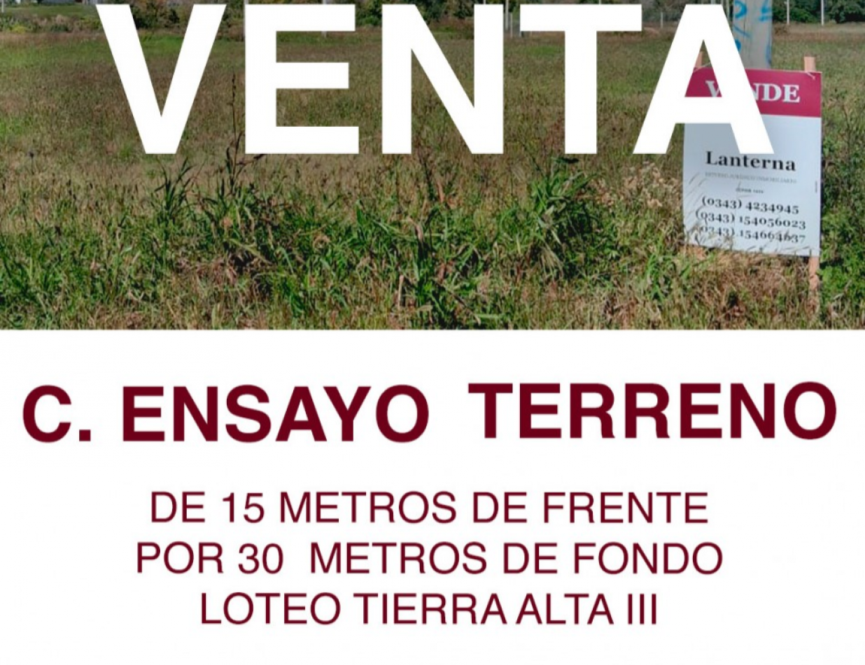 SE VENDE TERRENO EN LOTEO TIERRA ALTA III