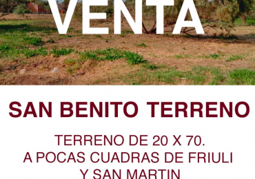 SE VENDE TERRENO DE 20 X 70 EN SAN BENITO