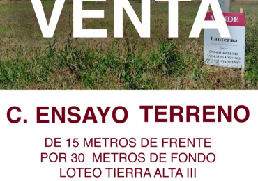 SE VENDE TERRENO EN LOTEO TIERRA ALTA III