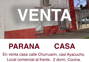 SE VENDE CASA SOBRE CALLE CHURRUARIN